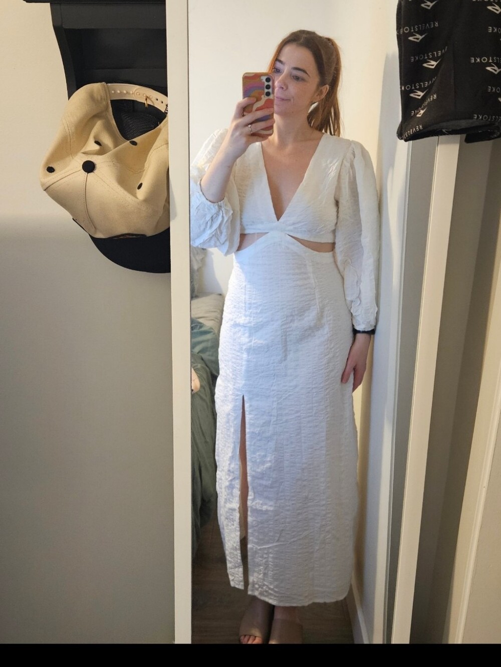 Elegant White Cut-Out Maxi Dress
